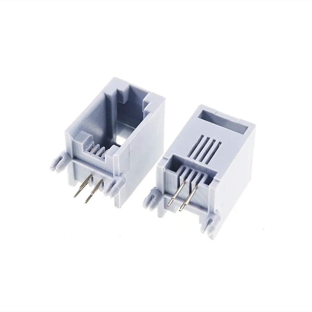 100-pcs-Telephone-Single-Port-RJ11-RJ10-RJ9-Jack-Modular-Connector-4P4C ...