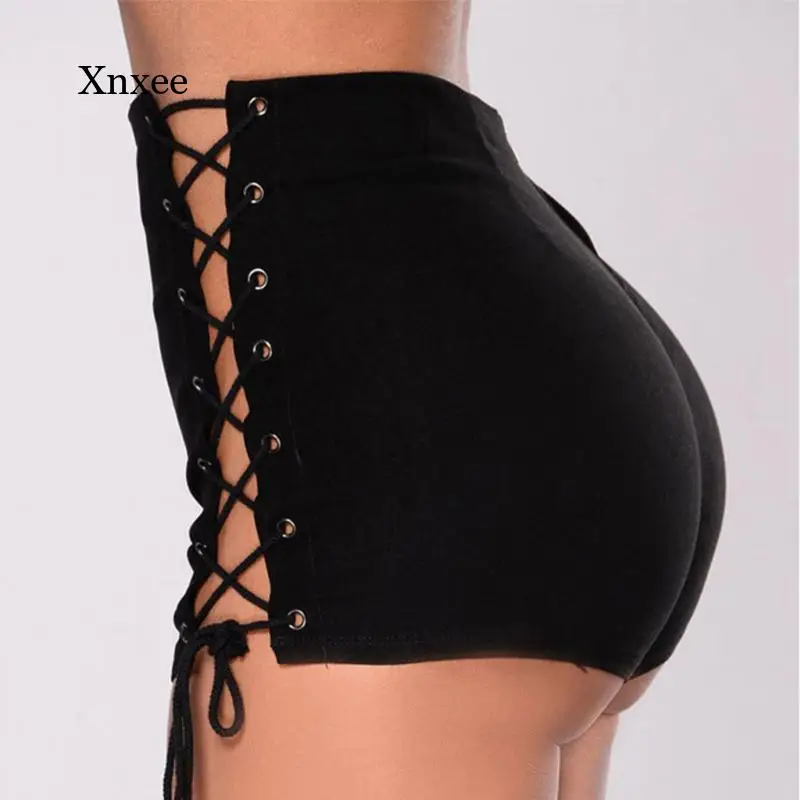 

Sexy Summer Side Lace Up Denim Mini Pants High Waist Zipper Bandage Y2K Ladies Tight Shorts Fashion Slim Jeans Bottoms Leggings