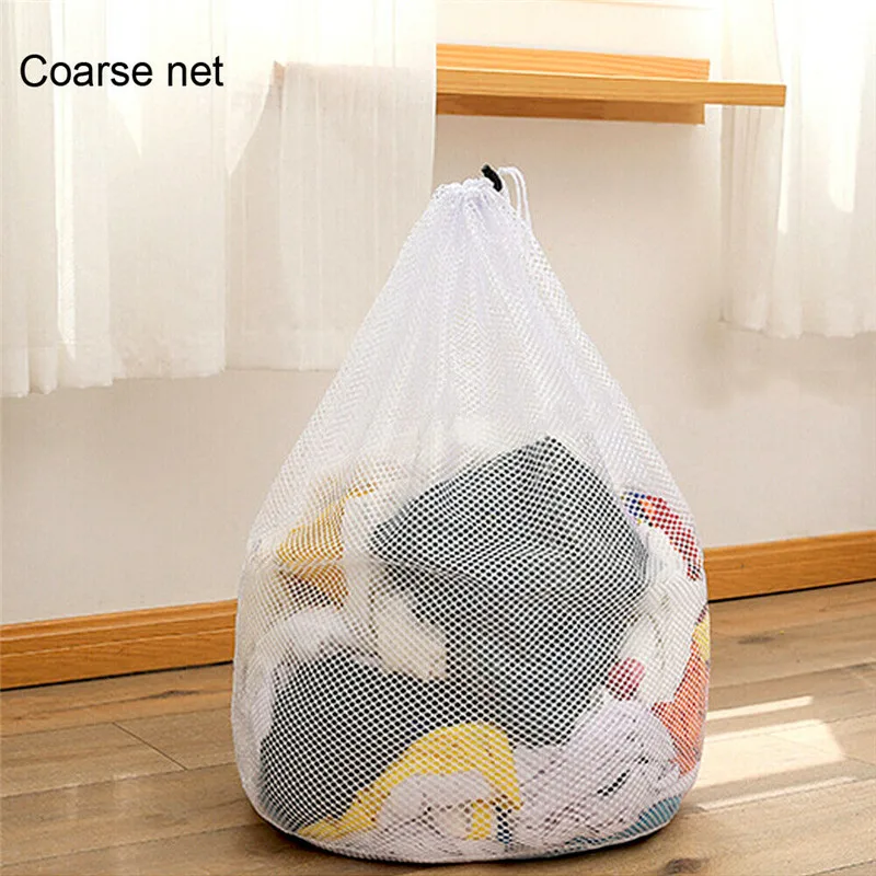 

Home Laundry Storage Bag Clothes Washing Drawstring Mesh Net Bags Large Laundry Bag Solid Thickened Wash Bags Organizer New