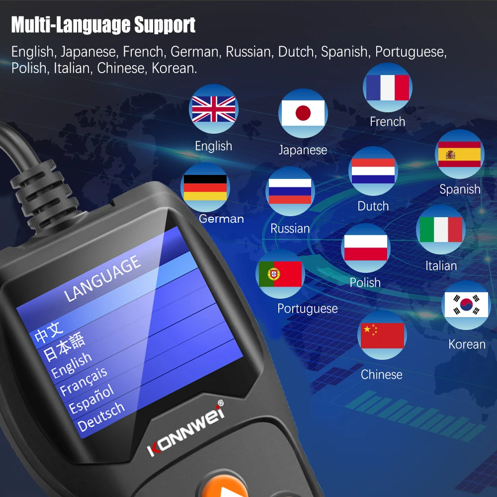 KONNWEI KW600 Батарея Тестер 12V для автомобиля 100 2000CCA Системы анализатор быстрое