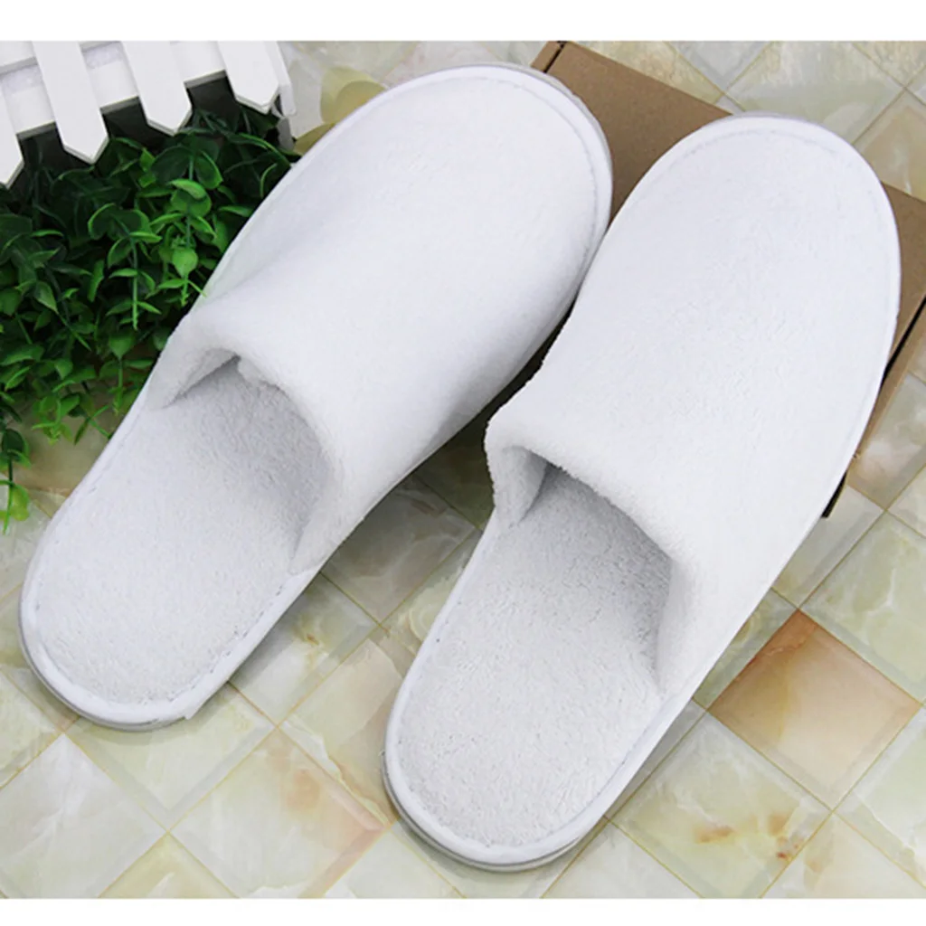 10 Pairs Disposable Slippers | One Time Closed Toe Non-Slip |  for Hotel, Spa, Guest, Nail Salon Use | Made From Coral Fleece