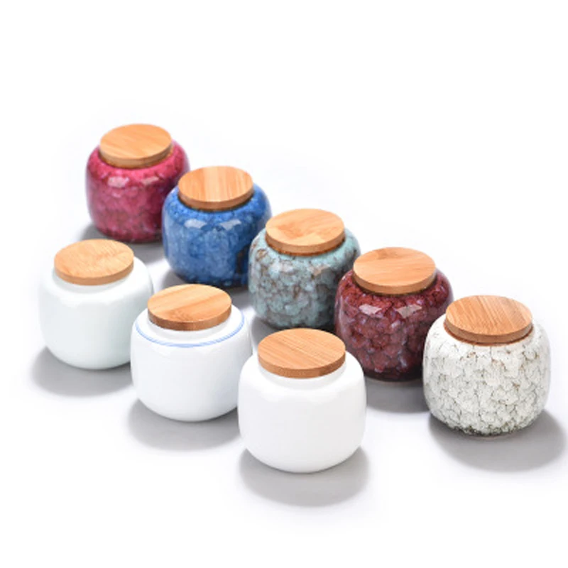 

Mini colorful Ceramic Tea Box Tea Tins Canister Portable Candy Storage Boxes Coffee Sealed Tea Leaves Container Organizer