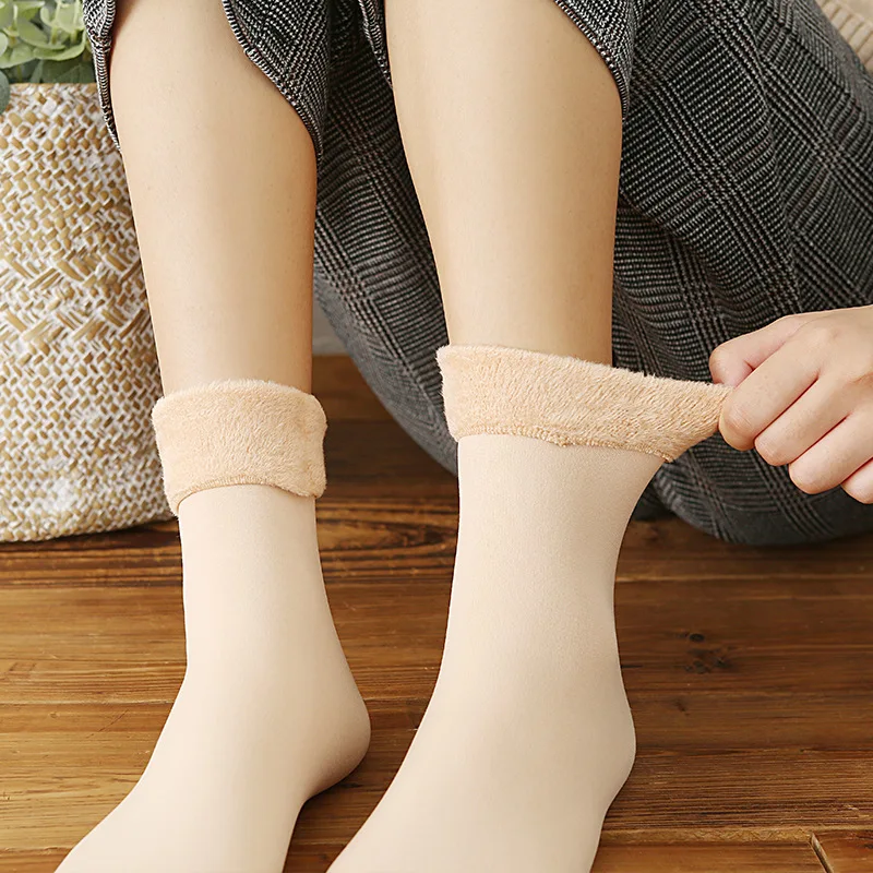 

Winter Warm Women's Thickening and Velvet Snow Socks Fashion Personality Solid Color Short Boots Floor Socks for Men and Women