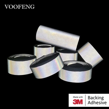 VOOFENG 의류 가방용 고가시성 자체 접착 반사 원단 스티커, 회색 테이프 스티커, 다양한 크기의 목적