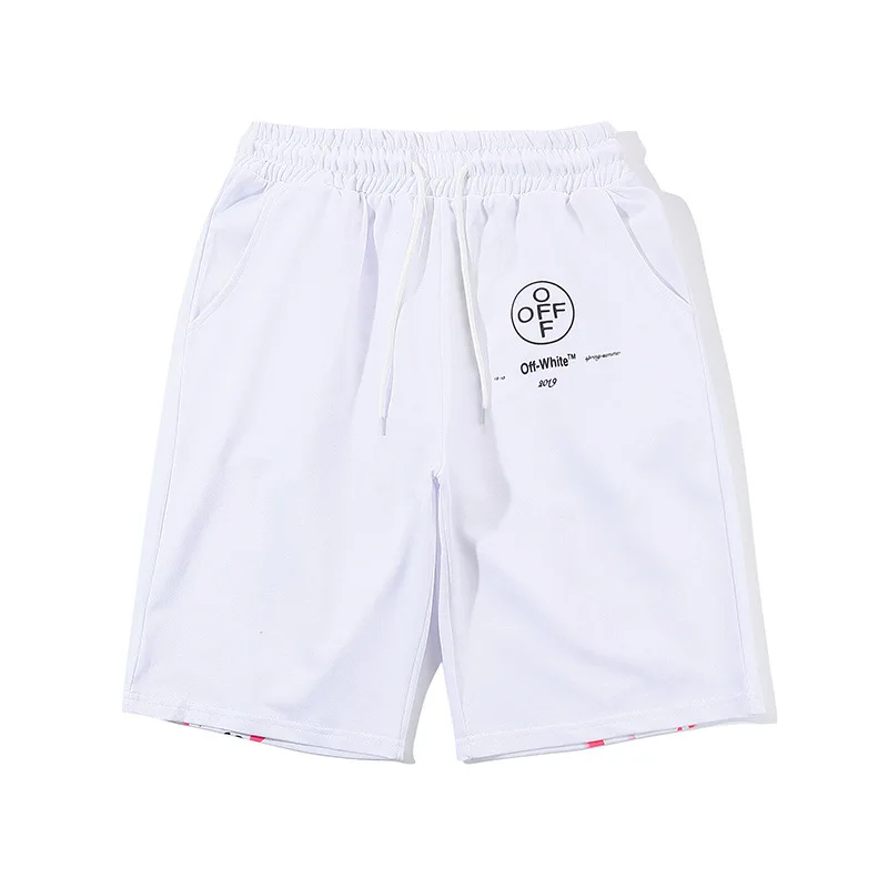 OFF-WHITE OW новые 99 печати уличные хип хоп мужские повседневные пляжные шорты - Цвет: Белый