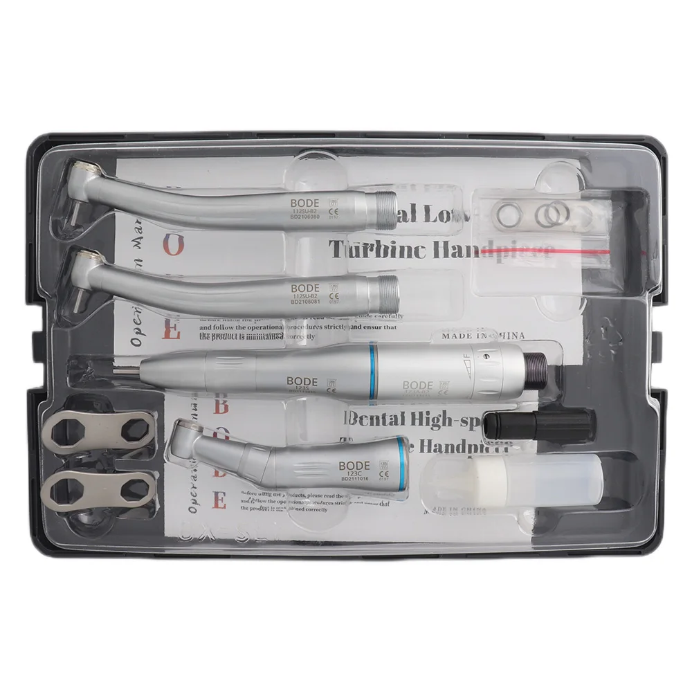 

Dental Low High Speed Handpiece Kit Inner Straight Nose Contra Angle Air Motor BODE 2 4 Hole Single High Speed Turbine