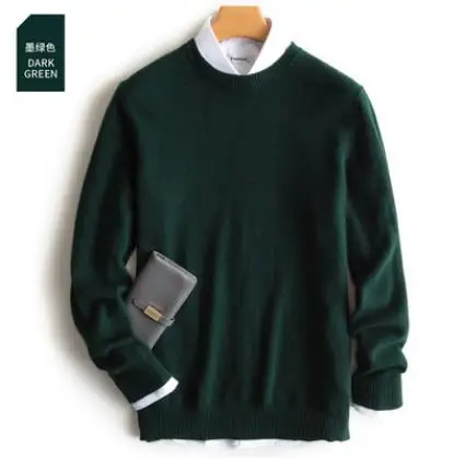Кашемировый свитер, Мужской пуловер, осенняя зимняя одежда, hombre robe pull homme hiver, мужские свитера, trui heren roupas, мужской свитер - Цвет: o-neck green
