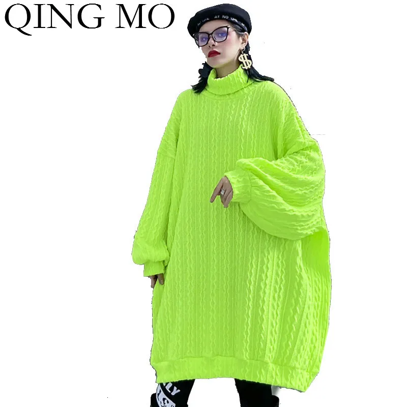 QING MO черный зеленый женский зимний свитер 2019 Женская водолазка пуловер Женский