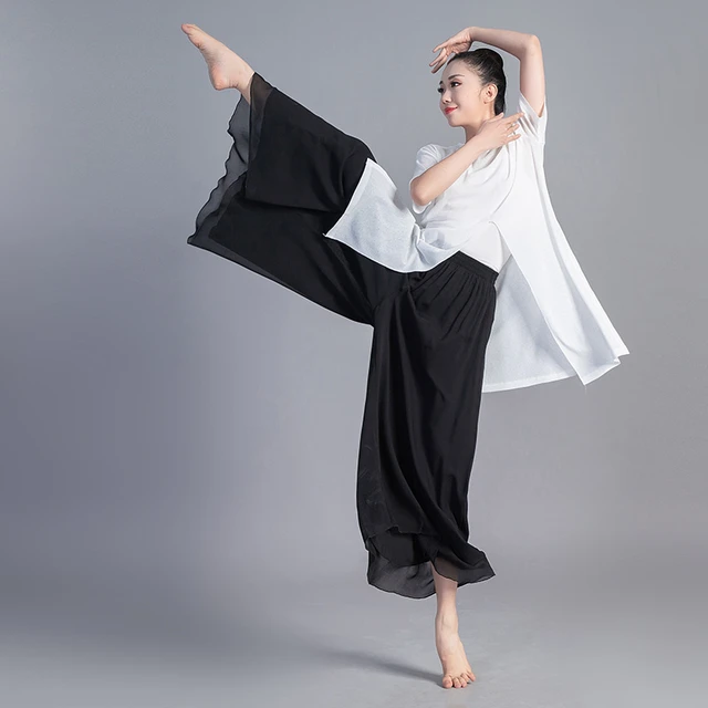 Women Dancing Pant For Women Classical Dance Modern Dance Chinese Folk Dance  Practice Loose Pant Long Chiffon Wide Leg Pants - AliExpress