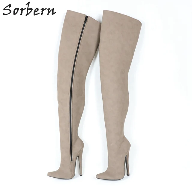 Sorbern Botas de caña ancha personalizadas para mujer, Botines altos hasta  el muslo con eje duro, punta de aguja de 18Cm, charol rojo|Botas sobre la  rodilla| - AliExpress
