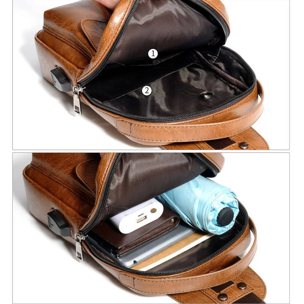 MAIOUMY сумки через плечо для мужчин, сумка-мессенджер на груди, Повседневная сумка, водонепроницаемая сумка на одно плечо с USB, сумка из искусственной кожи