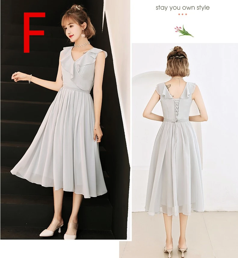 Vestidos formales vestido de renda, шифоновое праздничное платье, Короткие вечерние элегантные вечерние платья с v-образным вырезом, серые платья W4319