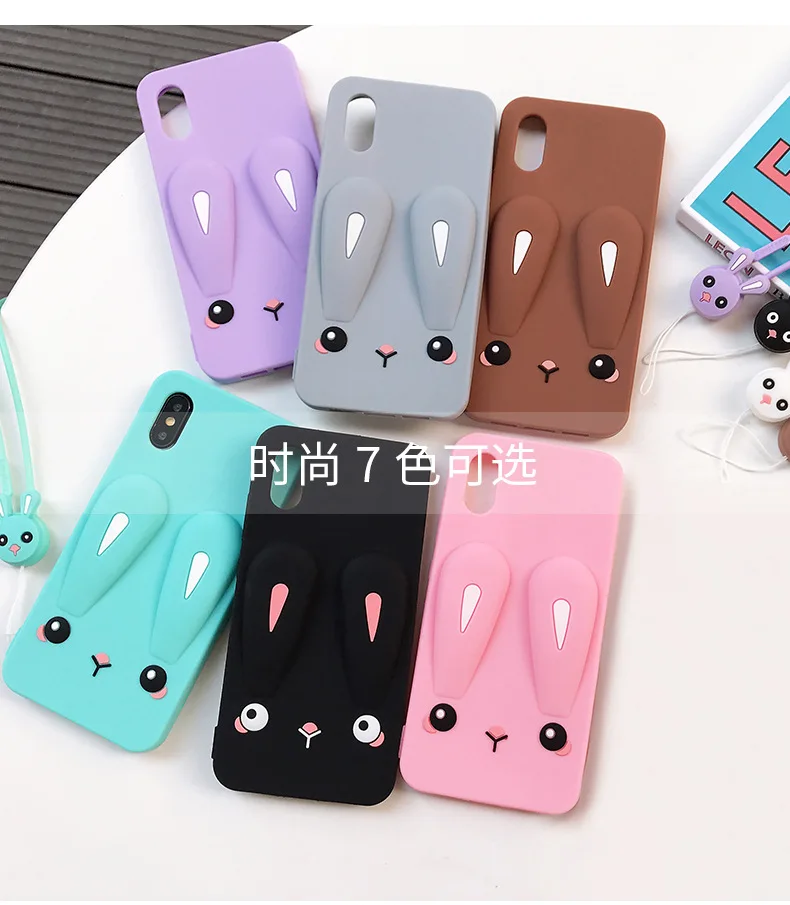Восхитительный чехол для телефона с кроликом для iPhone 11 Pro Max 11 защитный высококачественный силиконовый чехол для iPhone 11 с бесплатным шнурком