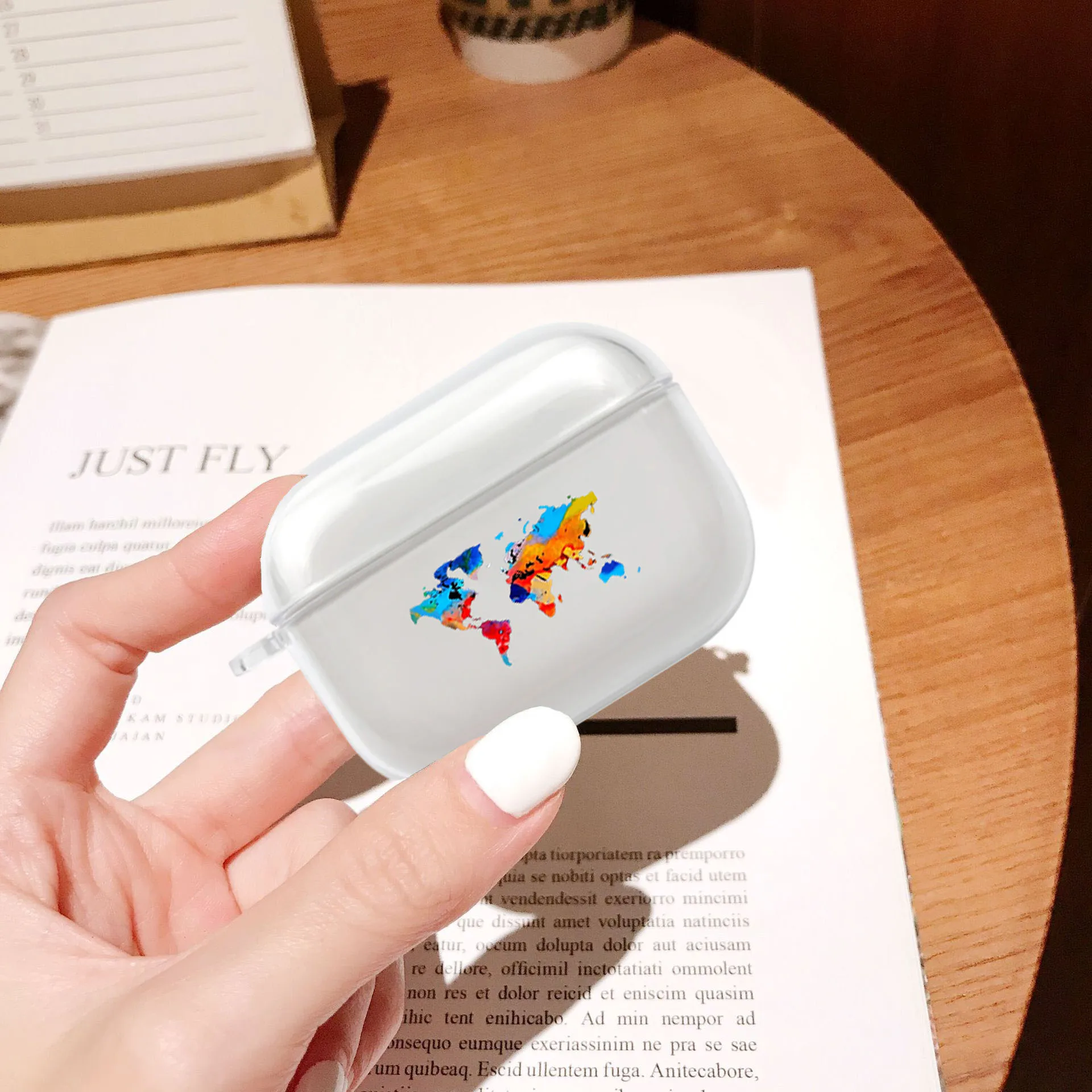 Модный прозрачный чехол для наушников с картой мира Apple Airpods Pro ударопрочный