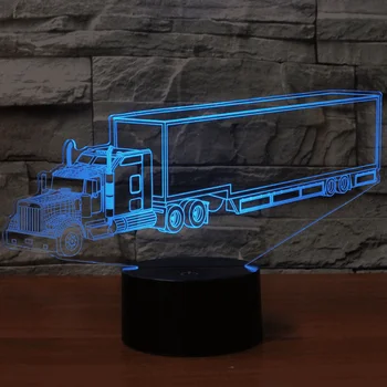 

NEW Container Truck 3D Led Light Lamp 7 Color Change Touch Remote Usb Table Lampara Lampe Fire engine lorry Engineering Vehicle