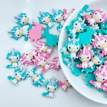 귀여운 수지 미니 만화 유니콘 플랫 백 카보숑 스크랩북, 카와이 DIY 장식, 매력 장식 액세서리, C89, 14 개, 신제품 상품 이미지