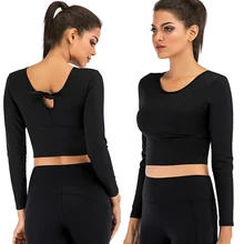 Zhangyunuo Йога с длинным рукавом фитнес-йога кроп Топ тренажерный зал тренировки Спортивная рубашка для женщин дышащие спортивные футболки для бега