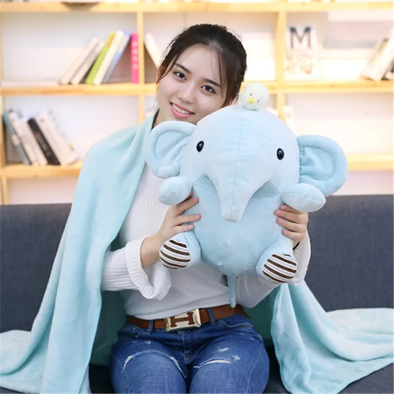

Elephant Hippo Pillow Airable Blanket Plush Toys Children Girl'S Gift Office Nap Blanket