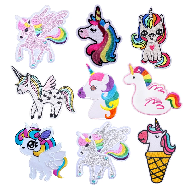 

Unicorn Iron On Patches On Clothes Stickers On Fabric Cute Stripes On Jeans Jacket Cowboy Backpack Apparel Applique For Crafts