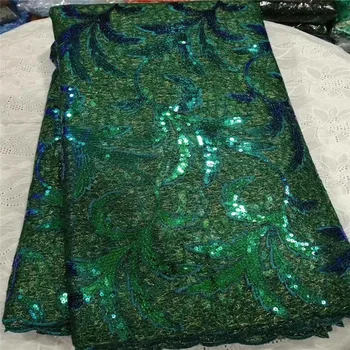 

High Quality Sequence Lace Fabric Fashion Organza velvet Lace Fabric 2019 African Lace Fabrics with Sequins for Party Dress
