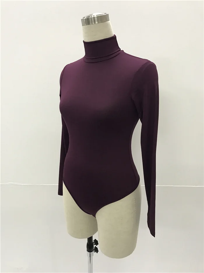 Turtleneck Long Sleeve Women Bodysuits Elastic Slim Elegant Femme Jumpsuits High Waist Autumn Winter Clothing Female 12 Colors