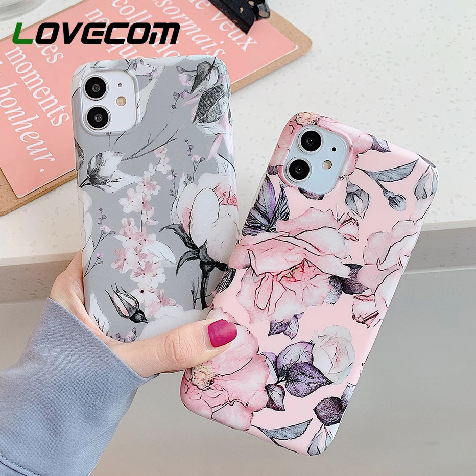 Vintage Floral Phone Case For iPhone 11 Pro Max XR X XS Max 7 8 6S Plus Case Soft IMD Matte Full Body Protect Phone Back Cover|Fitted Cases| - AliExpress