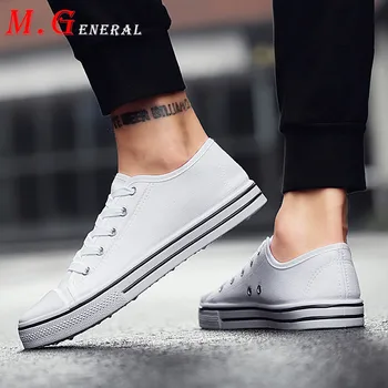 

Man Canvas Shoes Classic White Sneakers Low Top Men's Shoes Lovers Large Size Shoe Non-slip Comfortable Wear-resistant Flats C5