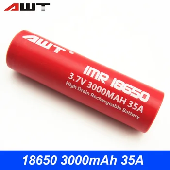 

AWT 18650 Rechargeable Battery 3000mAh 35A 3.7V Li-ion 18650 Powerful Battery for Flashlight Tools