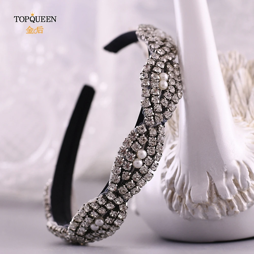 TOPQUEEN S293-FG Свадебные Стразы в стиле барокко повязка на голову свадебная тиара головные уборы серебряные стразы повязка на голову Свадебные украшения для волос