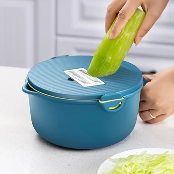 

All In One Vegetable Cutter Hand Chopper Vegetable Slicer Shredder With Drain Backet For Carrot Potato Cheese Grater