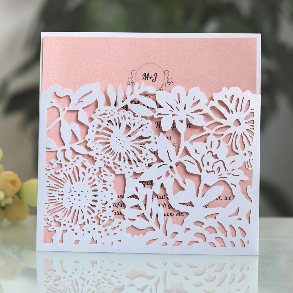  10Pcs Hollow Out Laser Cut Bride Wedding Invitation Greeting Card Personalized Wedding Party Suppli - 4.00032E+12
