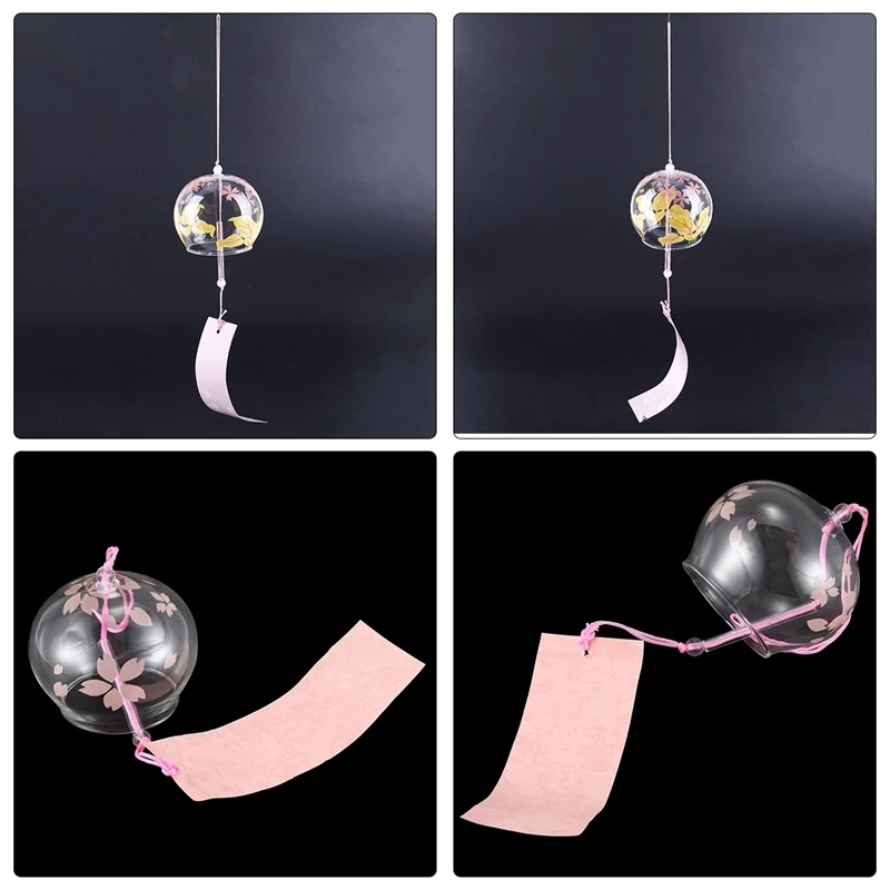 2 Pcs Creative Japanese Handmade Glass Painting and Wind Chimes Door Decoration Gift for Girls, Style 7 with Style 1