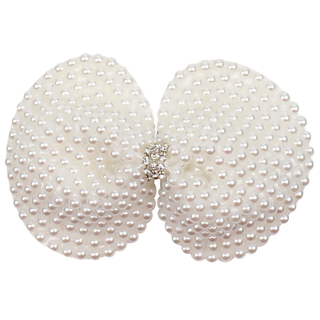 White Pearl Hair Bows With Hair Clips For Girls Kids Boutique Layers Bling Rhinestone Center Bows Hairpins Hair Accessories 5