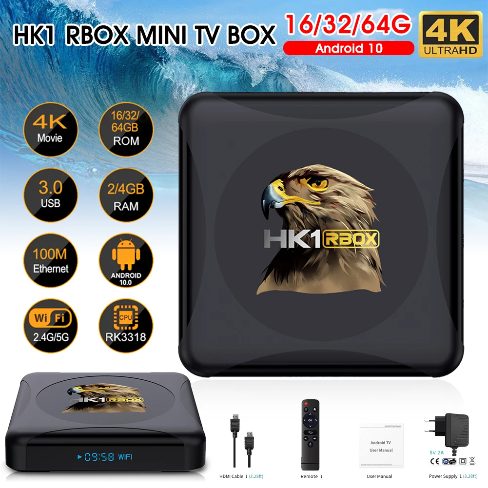 HK1 RBOX MINI Set Top Box Android10.0 Quad Core 4K TV Box Support HDMI ...