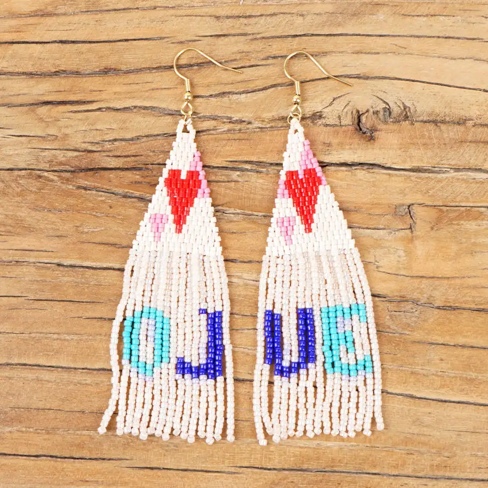 Go2boho MIYUKI, серьги с бахромой для женщин, любовные буквы,, Boho Pendientes Mujer, ручная работа, ткацкий бисер, модное ювелирное изделие