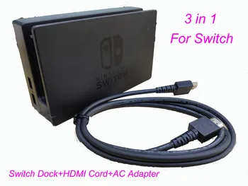 

3 in 1 Set Original NS Switch Charging Dock Stand + HDMI Cable Cord + AC Adapter Power Charger For Nintendo Switch Console