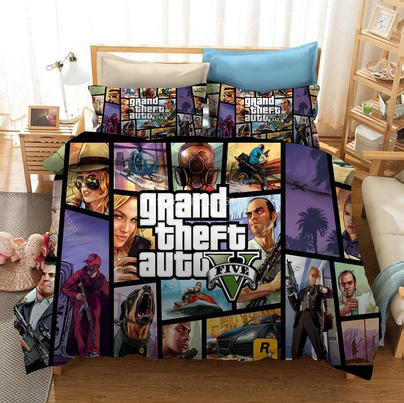 Постельное белье Grand Theft с 3D рисунком набор пододеяльников для двуспальной