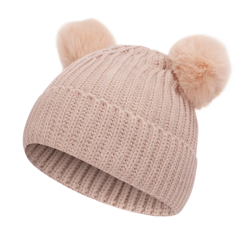 Комплект из двух предметов для малышей, зимняя шапка, шарф хлопковая детская шапка кепки с помпонами теплая вязанная шапочка детский Пушистый ball cap хип-хоп костюм шляпа
