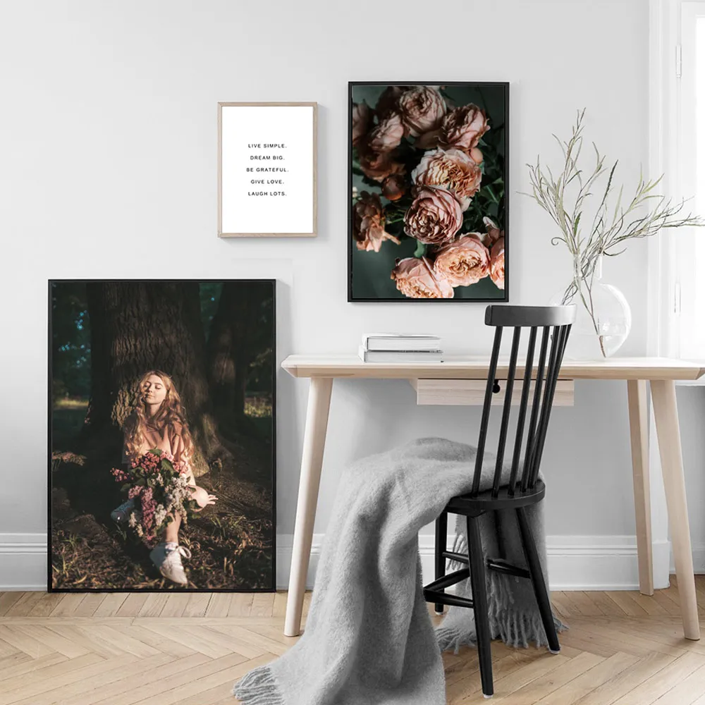 

Flowers Girl Print Painting Wall Nordic Poster Wall Art Print Poster Vintage Quotes Wall Pictures For Living Room Home Decor