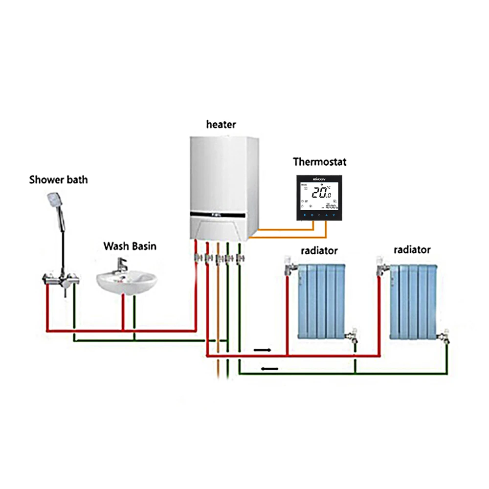 KKmoon цифровой водно-газовый котел нагревательный термостат с подключением Wi-Fi Голосовое управление энергосберегающий сенсорный ЖК-дисплей