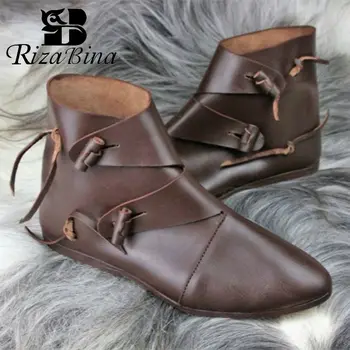 

RIZABINA Plus Size 34-48 Women Ankle Boots Solid Color Flats Leisure Shoes Pu Leather Soft Autumn Winter Daily Women Footwear