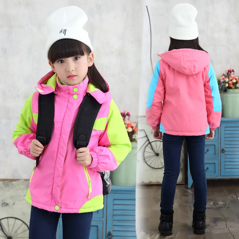 

Childrenswear Girls Autumn And Winter Coat 2018 New Style Padded Mixed Colors Raincoat Jacket Children Hooded Warm Trench Coat