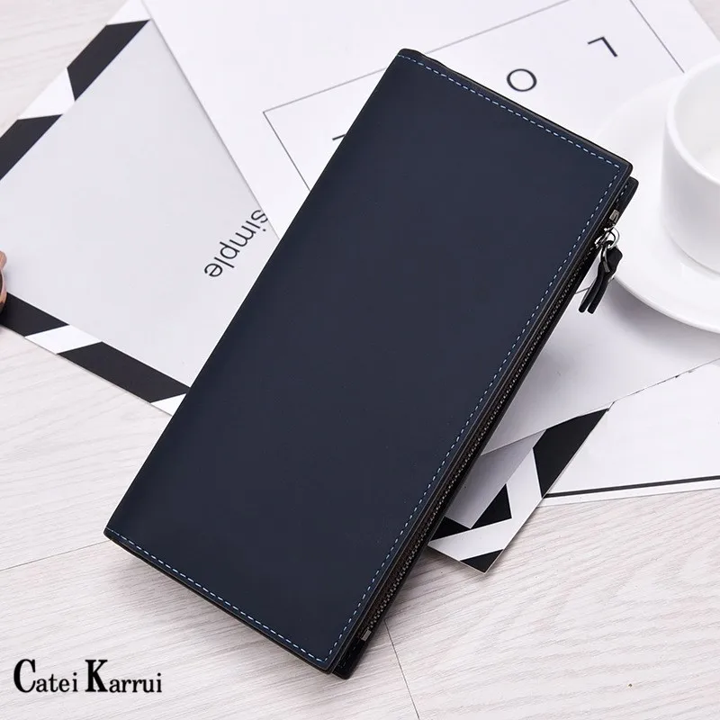 

Catei Karrui 2020 New wallet men's small handbags casual retro men's long wallet multi-card bit frosted leather wallet