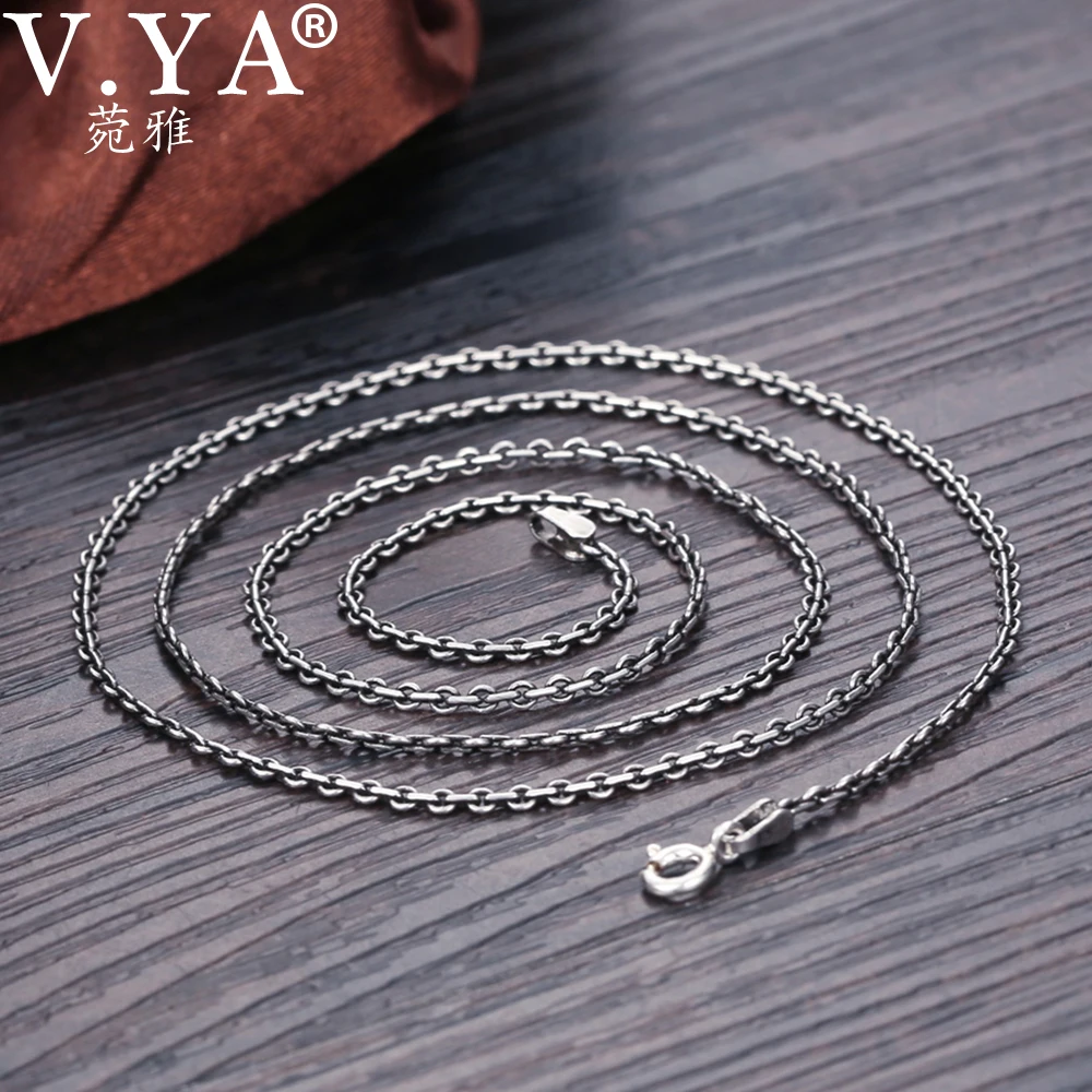 

V.YA 925 Sterling Silver Flat Link Chain Necklace 40/45/50/55/60cm Chain 2mm Thickness For Women Fine Jewelry For Women