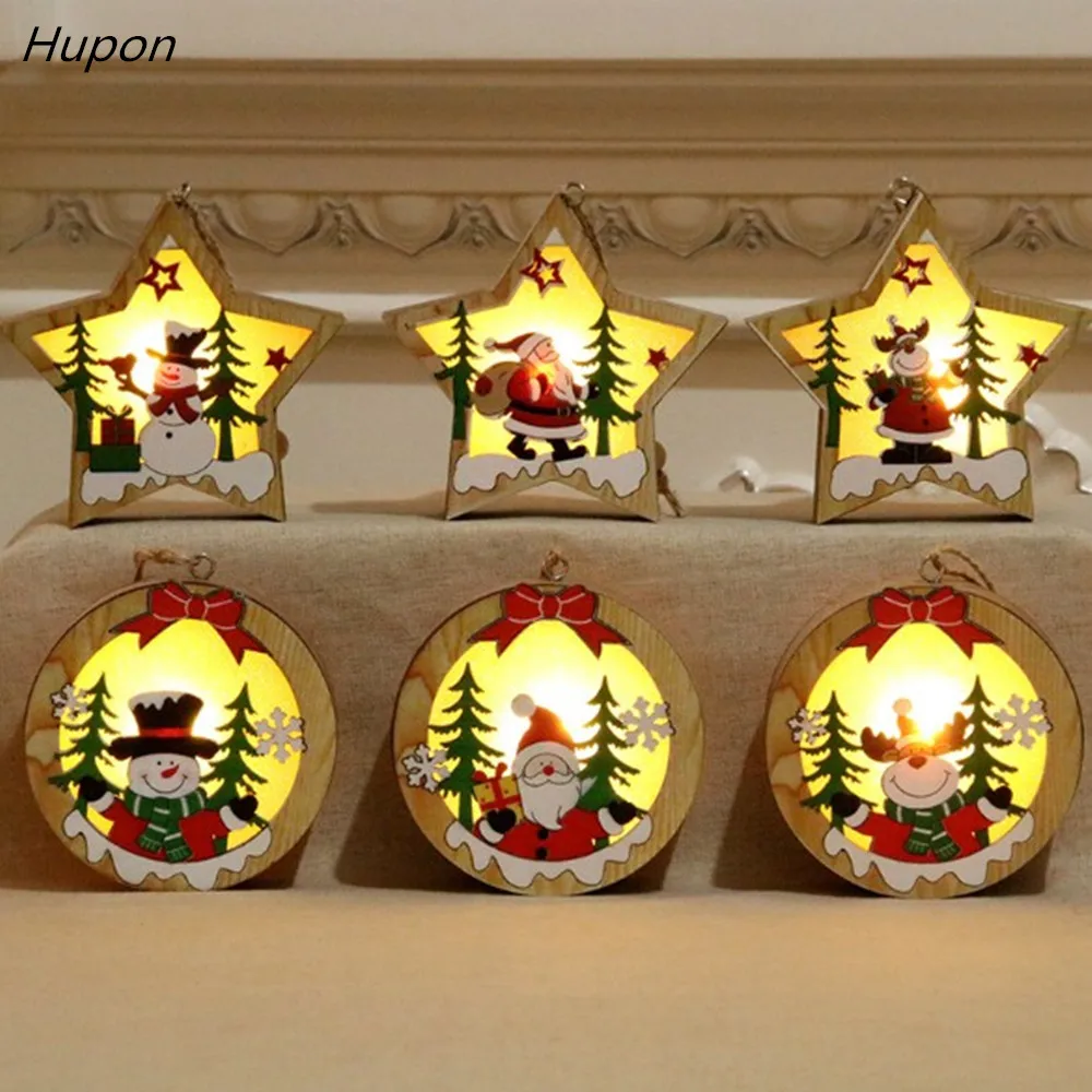 

Christmas Decorations for Home LED Christmas Tree Decorations LED Lights Xmas Christmas Tree Ornaments Pendants Wooden Crafts