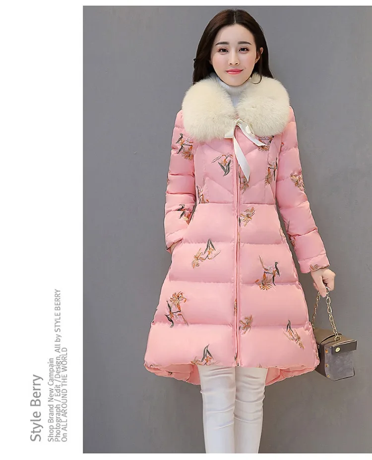 Winter New Style Korean-style Ladies' Mid-length down Feather Cotton-padded Clothes Short-height Square Cotton Coat off Sea