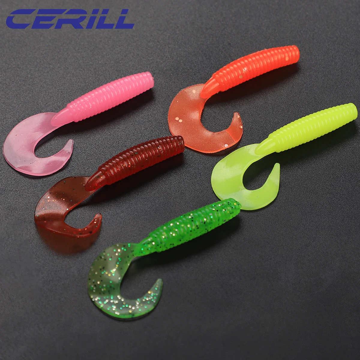 

Ceril 20 PCS Jig Wobblers Spiral Tail 55 mm Soft Fishing Lure Grub Silicone Bait Aritificial Carp Bass Pike Lure Swimbait Tackle