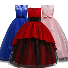 Детское свадебное платье подружки невесты с цветочным узором для девочек; элегантные праздничные платья принцессы; Детский костюм на День рождения; одежда для подростков