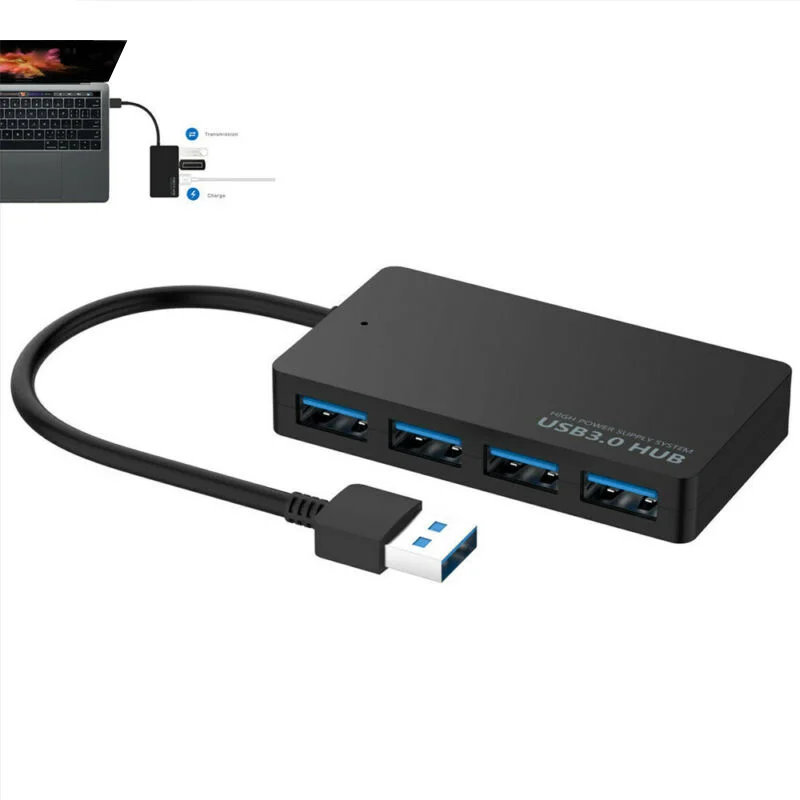 

High Speed 4 Port USB HUB 3.0 Desktop PC Computer Laptop Adapter Portable Overcurrent detection and protection.