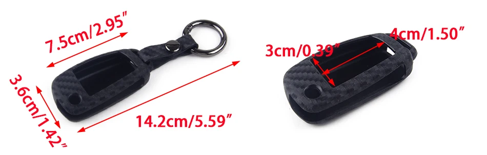 DWCX Автомобильный ключ дистанционного Smart Fob чехол держатель оболочки с цепочкой резиновый углеродного волокна Текстура Подходит для Audi A1 A3 S3 Q3 Q7 TT